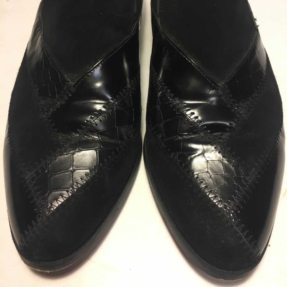 ROBERT CLERGERIE SUEDE+PATENT LEATHER LOAFERS 37